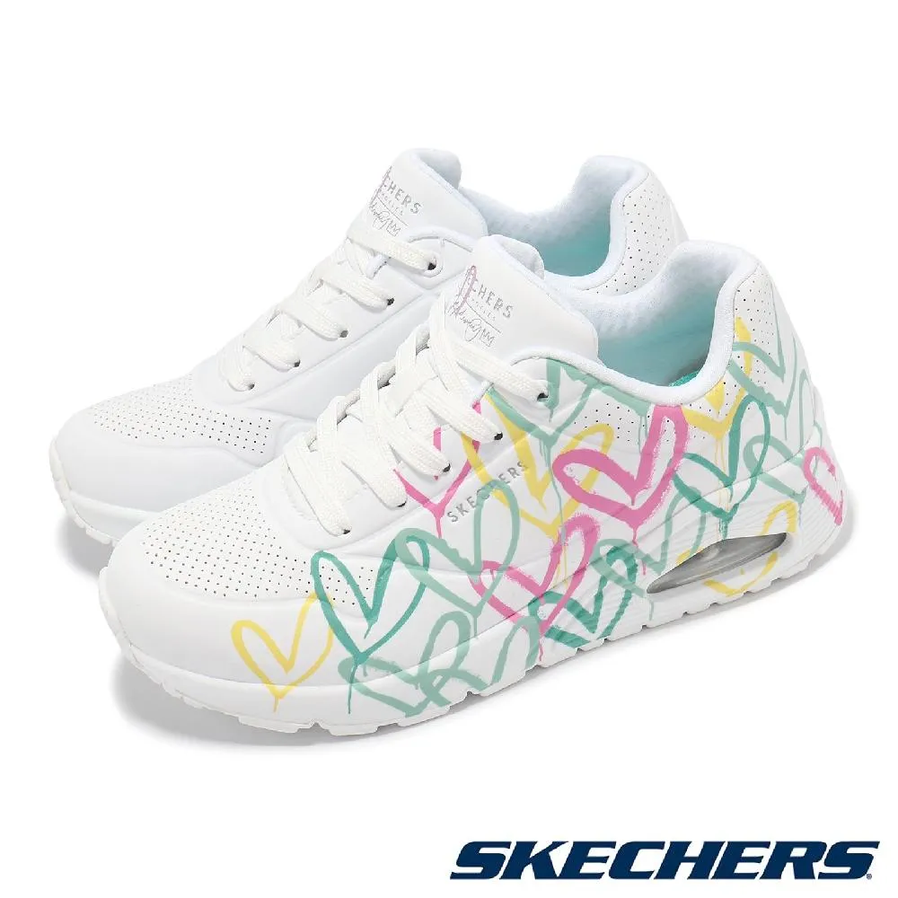 Skechers 休閒鞋 Uno 女鞋 JAMES GOLDCROWN 聯名款 白 愛心【ACS】 155507WMLT 歷史價格詳細信息