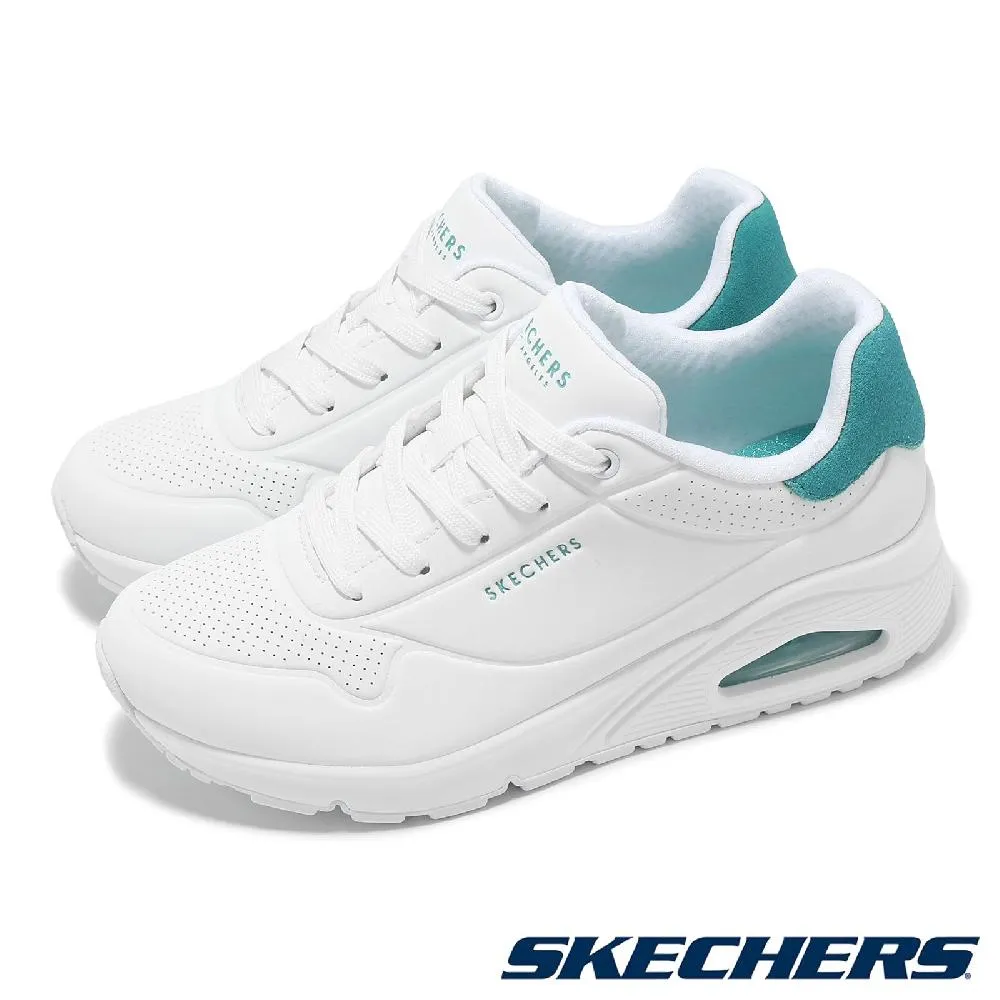 Skechers UNO [177092WMNT] 女 休閒鞋 步行 氣墊 緩震 皮革 白 綠 歷史價格詳細信息
