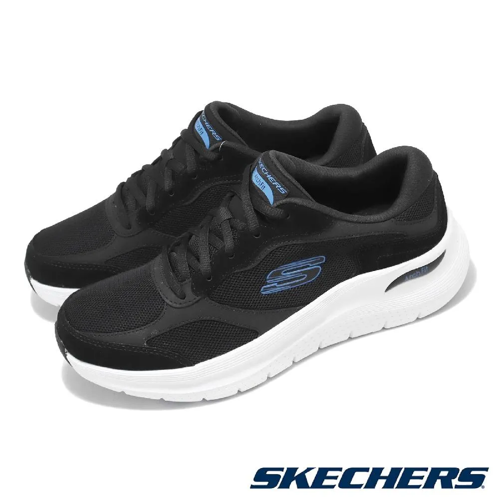 Skechers Arch Fit 黑藍 厚底 避震 慢跑鞋 女款 NO.J0895【新竹皇家 128301BKAQ 】 歷史價格詳細信息