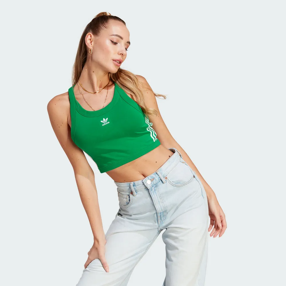 【ADIDAS】TOP 短袖上衣 短版上衣 背心 女 綠色-IK6586 歷史價格詳細信息