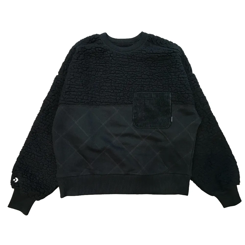 CONVERSE 女款 長袖上衣 圓領套頭衫 大學T 拼接 單寧 不對稱設計 淺灰綠 10025520-A02 歷史價格詳細信息