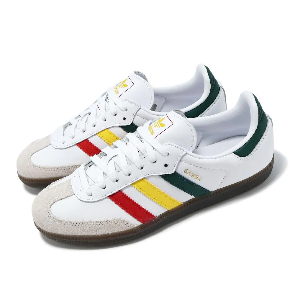 Adidas Samba OG IH3118 男女 休閒鞋 復古 德訓鞋 Rasta 皮革 麂皮 穿搭 白黃綠 歷史價格詳細信息