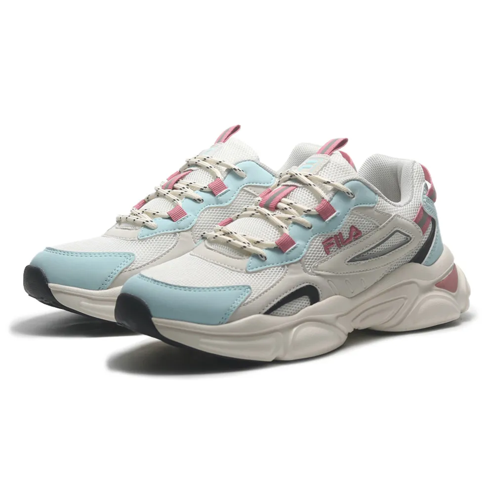 Fila 白/粉藍 復古 刺繡LOGO 織帶拉環 老爹/運動慢跑鞋 女款 NO.J1463【新竹皇家5-J329V】 歷史價格詳細信息
