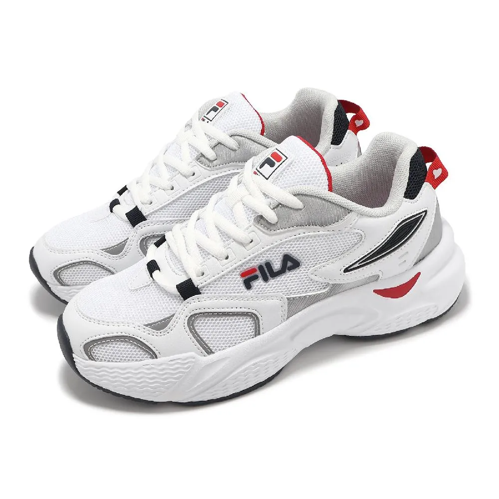 Fila HEART [5-J919Y-021] 女 運動休閒鞋 老爹鞋 經典 Y2K 愛心 舒適 厚底 彈力 黑 紅 歷史價格詳細信息
