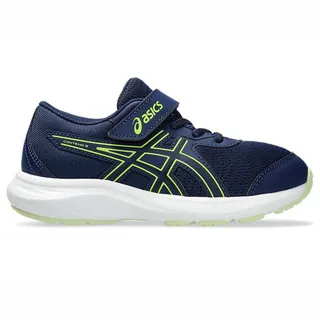 Asics Contend 9 Ps [1014A338-001] 中童 慢跑鞋 運動 休閒 魔鬼氈 透氣 黑 藍 歷史價格詳細信息