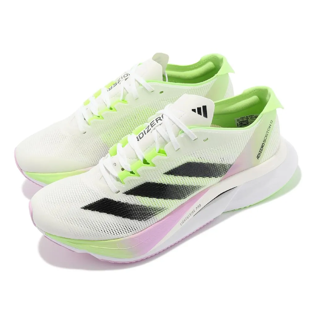 adidas 愛迪達 慢跑鞋 Adizero Boston 12 W 女鞋 白 綠 馬牌輪胎底 運動鞋 馬拉松 IG3328 歷史價格詳細信息