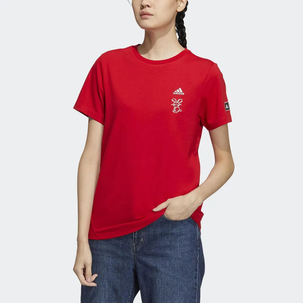 【ADIDAS】CNY GFX TEE 短袖上衣 女 紅色-HZ3005 歷史價格詳細信息