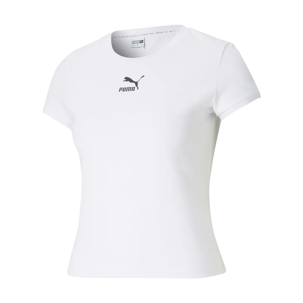 【PUMA】流行系列Classics貼身短袖T恤 女 短袖上衣 黃色-59957738 歷史價格詳細信息