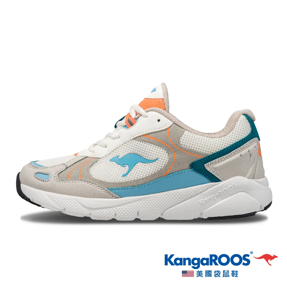 【KangaROOS 美國袋鼠鞋】女鞋 BLEND 2 復古跑鞋 透氣吸濕 復古風格(白銀-KW41529) 歷史價格詳細信息