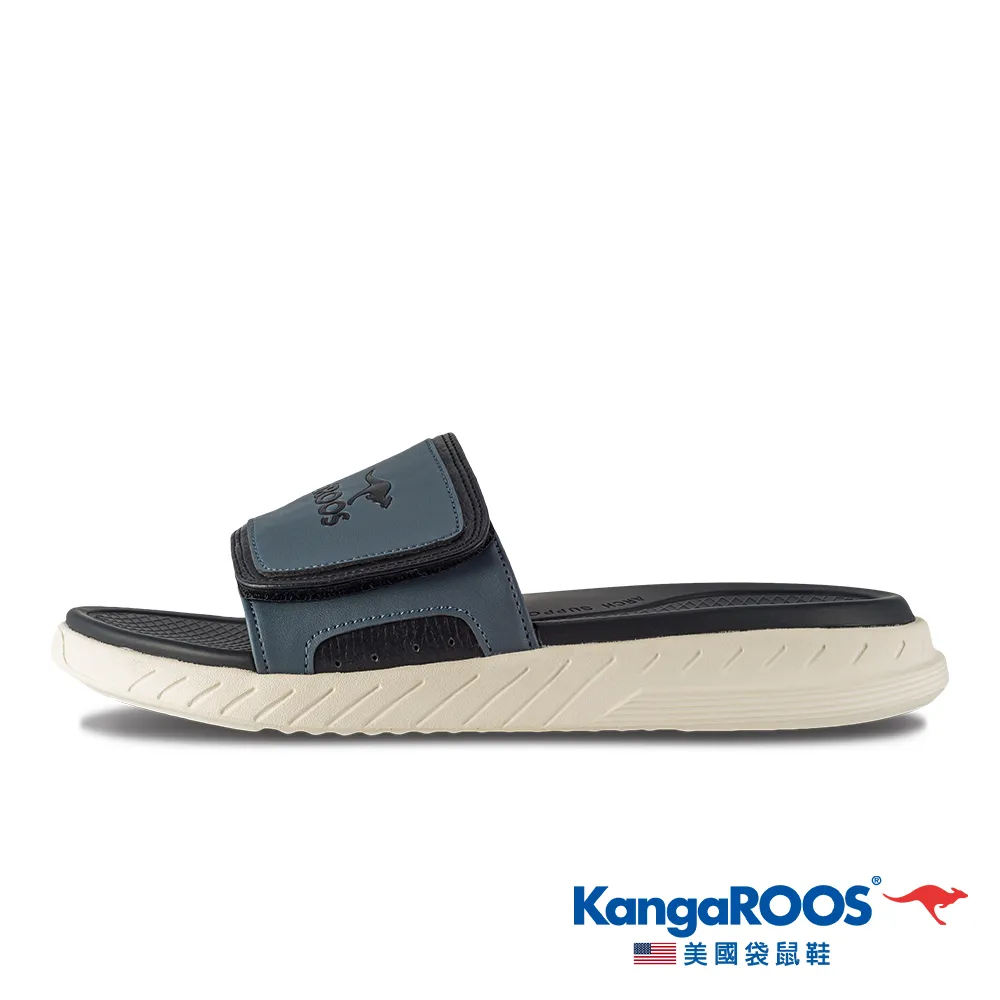 KangaROOS 黑 美國袋鼠 軟Q 魔鬼氈 休閒 拖鞋 男款 B3949【新竹皇家 KM32090】 歷史價格詳細信息