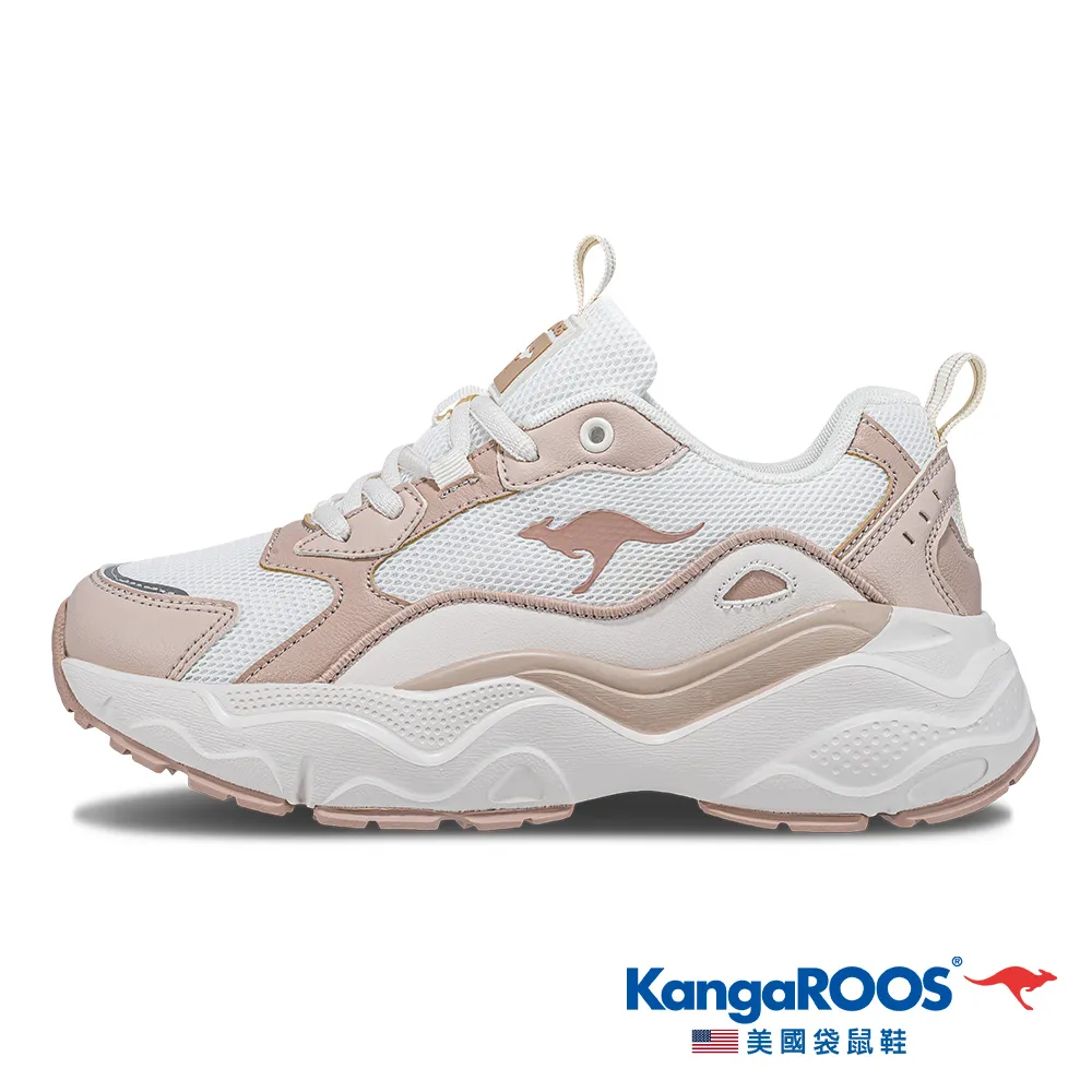 【KangaROOS 美國袋鼠鞋】女鞋 LEGACY 美式復古跑鞋 跑步健行 輕量抗震 (米/粉/藍-KW41673) 歷史價格詳細信息