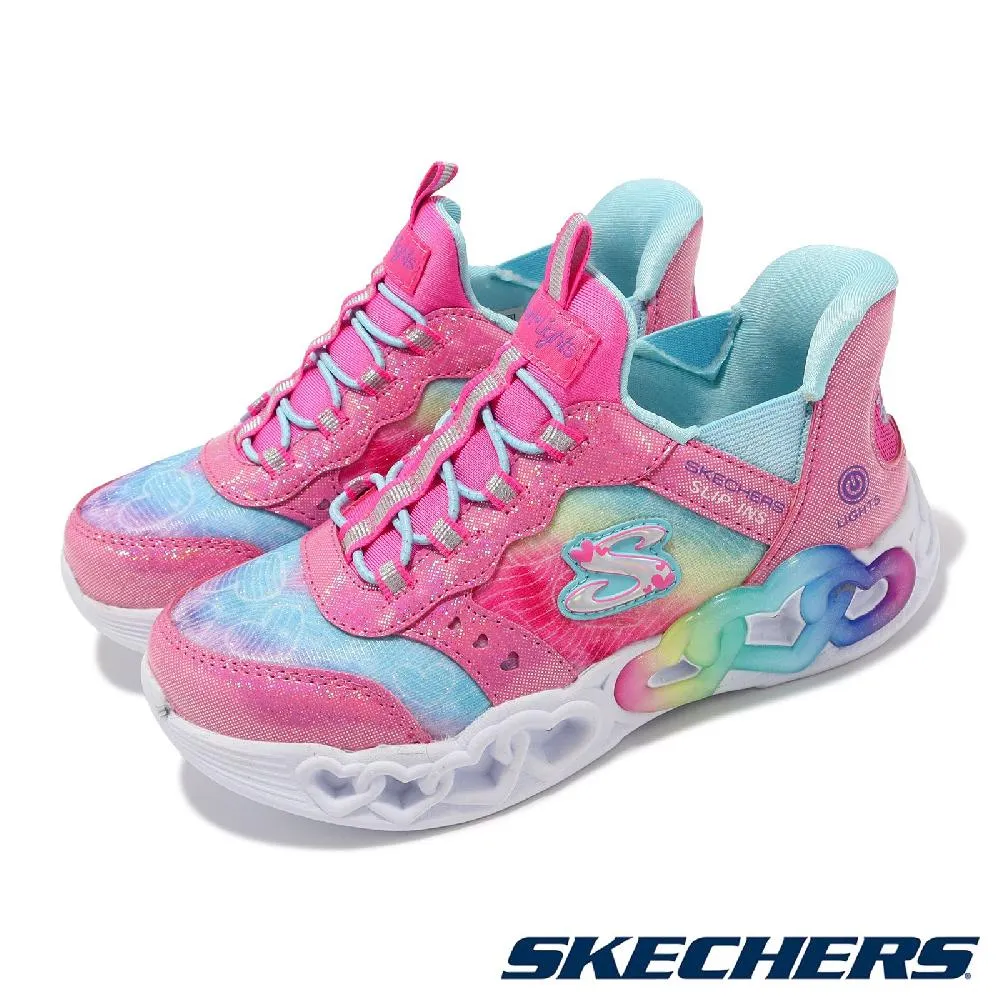 Skechers S Light-Heart 深藍 粉紅 彩虹 魔鬼氈 燈鞋 童鞋 女孩 ACS 302308LNVMT 歷史價格詳細信息