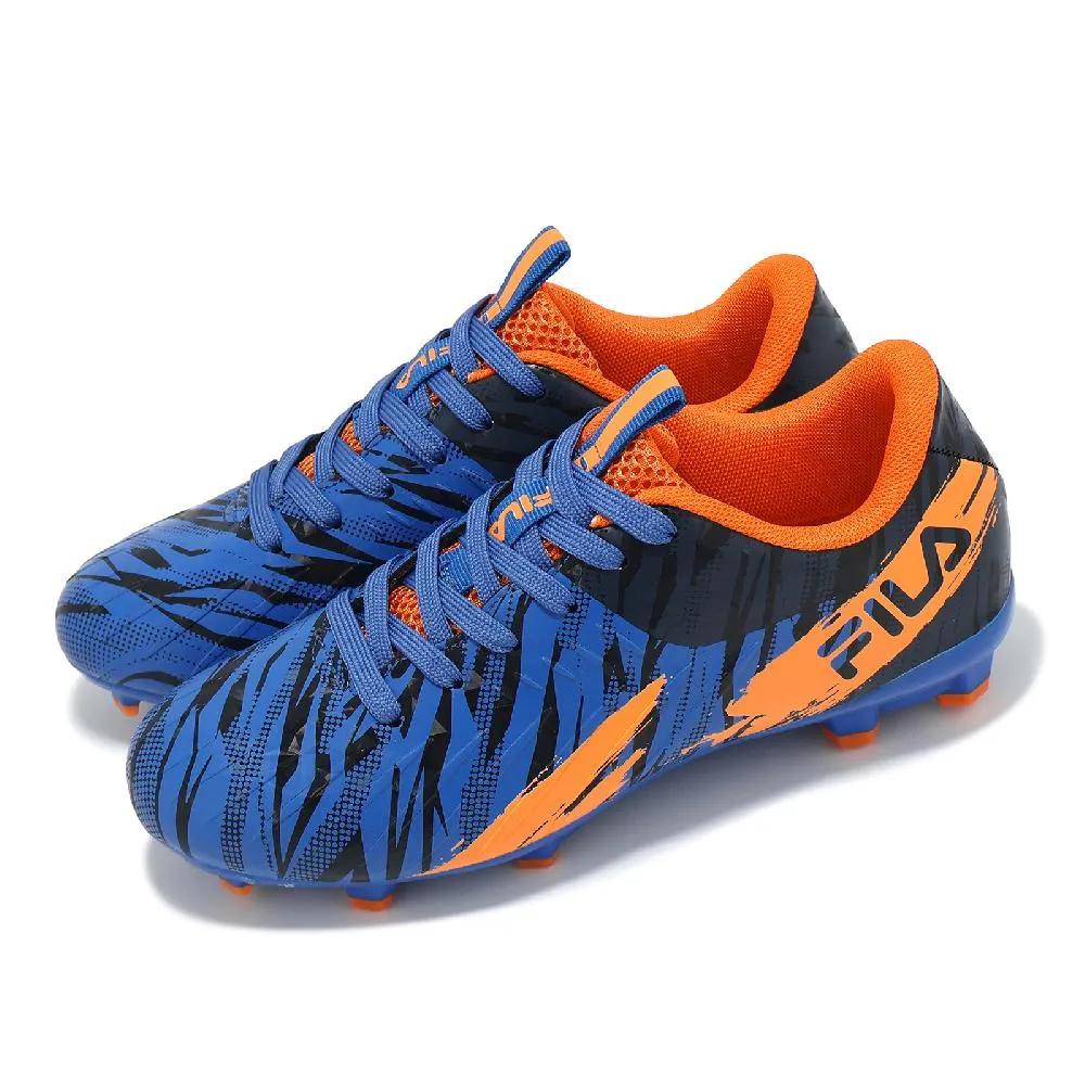 FILA F819Y-363 藍X橘X黑 鞋帶款足球鞋運動鞋(童鞋19-24公分)【康特杯】321F 加贈襪子 歷史價格詳細信息