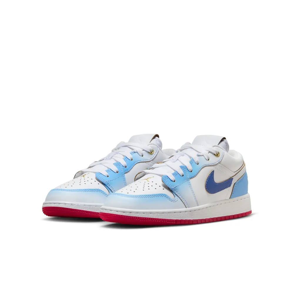 Nike 童鞋 Air Jordan 1 Low SE GS 白 藍 紅黃 異材質 女鞋【ACS】 DR6960-400 歷史價格詳細信息