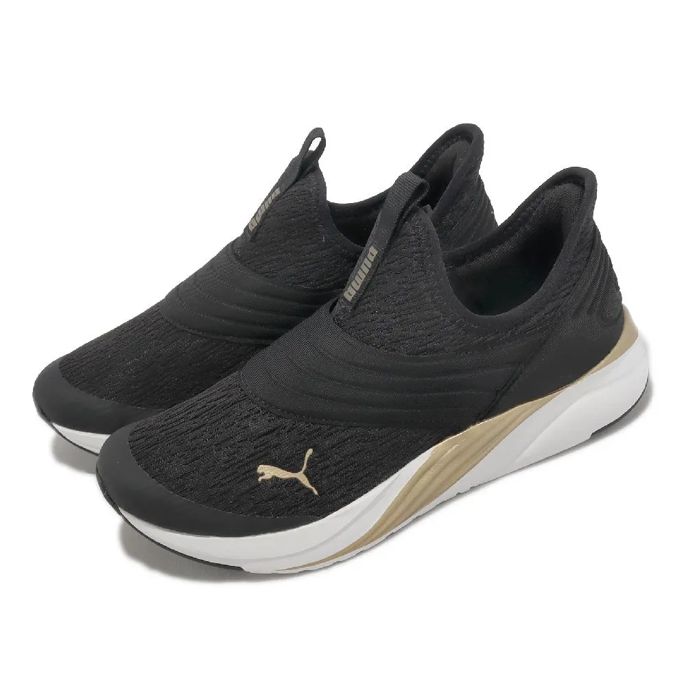 Puma 彪馬 慢跑鞋 Softride Sophia 2 Slip Metal 女鞋 黑 金 襪套 無鞋帶 運動鞋 37878901 歷史價格詳細信息