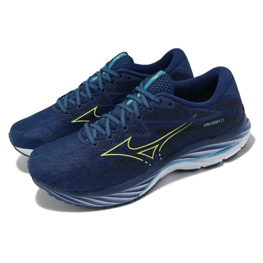 Mizuno 美津濃 慢跑鞋 Wave Rider 27 男鞋 黃 藍 避震 波浪片 網布 運動鞋 J1GC2303-04 歷史價格詳細信息