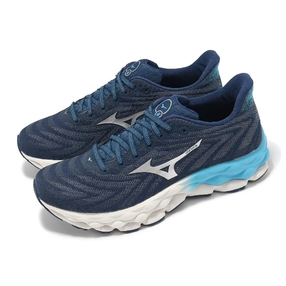 Mizuno J1GC240205 藍X白 SKY 8 慢跑鞋【厚底，吸震，舒適】363M 免運費加贈襪子 歷史價格詳細信息