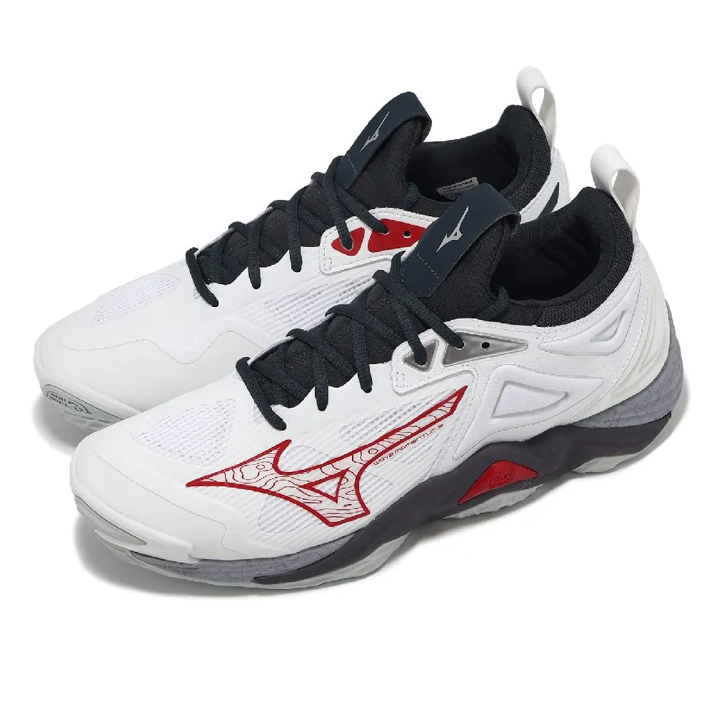 Mizuno 美津濃 排球鞋 Wave Momentum 3 男鞋 女鞋 白 藍 襪套式 抓地 緩衝 室內運動 V1GA2312-21 歷史價格詳細信息