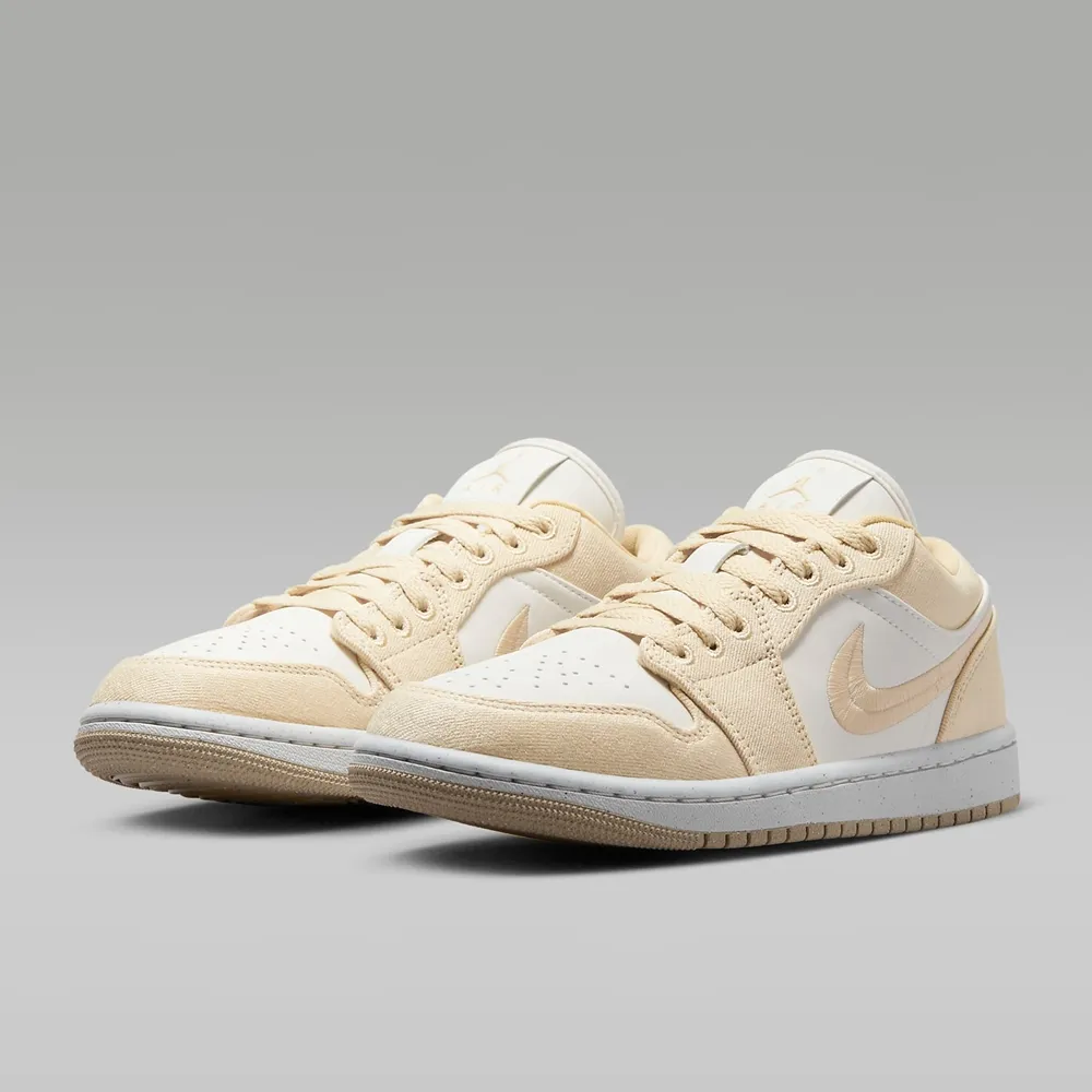 Nike Wmns Air Jordan 1 Low SE 白 桃粉 帆布 刺繡勾勾 女鞋 ACS FN3722-801 歷史價格詳細信息