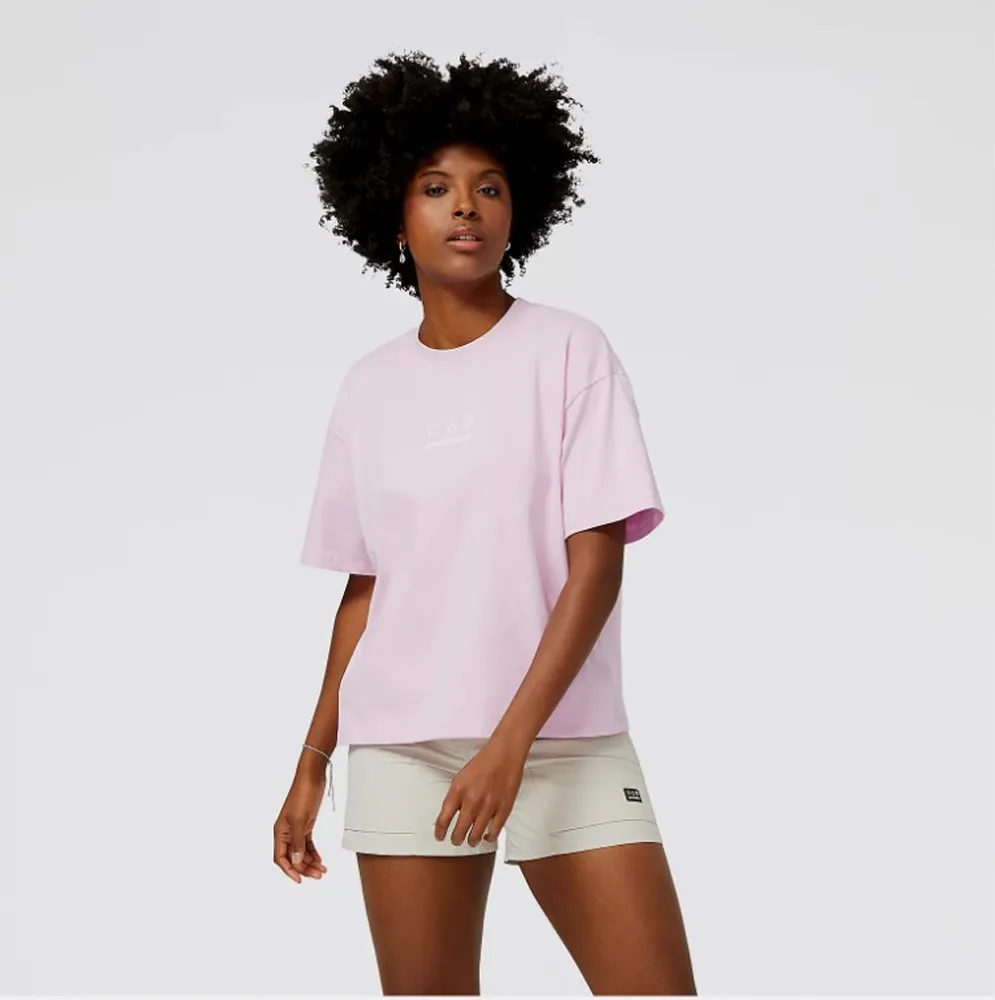 New Balance 上衣 短袖 素T 粉色 女 美規 寬鬆 舒適 運動 休閒 WT41501OUK 歷史價格詳細信息