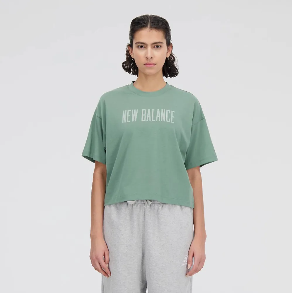 【New Balance】短版短袖T恤_女性_藍綠色_WT13509DOG 歷史價格詳細信息