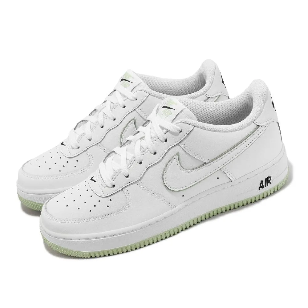 Nike 耐吉 休閒鞋 Air Force 1 GS 女鞋 大童鞋 白 綠 皮革 經典 AF1 DV7762-104 歷史價格詳細信息