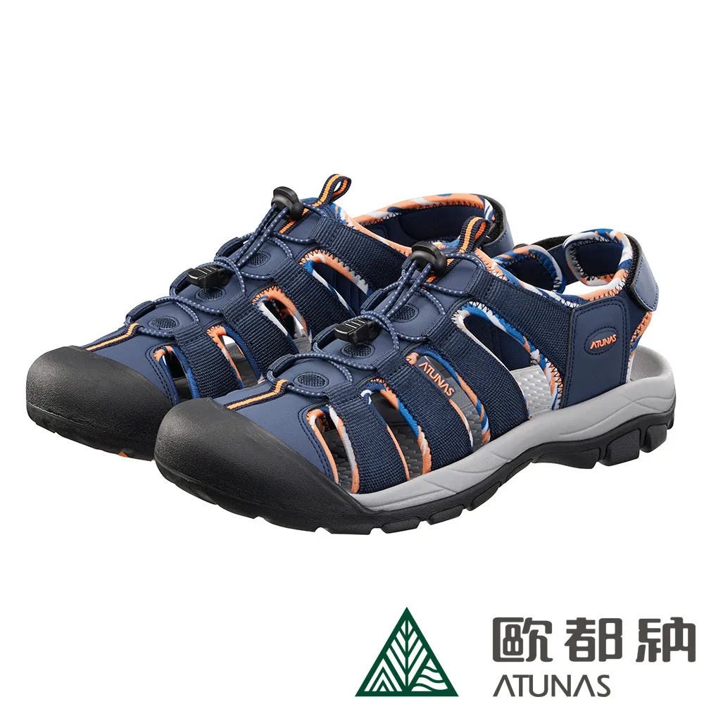 【ATUNAS 歐都納】男款勇闖水陸輕量減震護趾涼鞋 (A1GCEE08 黑/藍迷彩/排水/透氣/耐磨) 歷史價格詳細信息