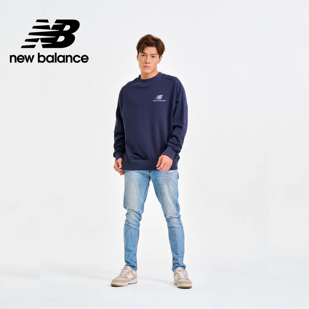 【New Balance】寬鬆落肩拼接長袖上衣_男性_深藍色_MT33556ECL 歷史價格詳細信息