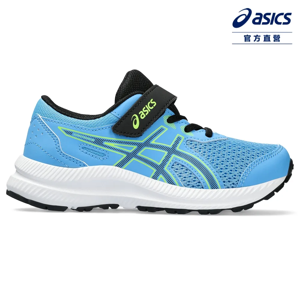 Asics Contend 8 Ps [1014A258-409] 中童 慢跑鞋 運動 休閒 支撐 魔鬼氈 水藍 螢黃 歷史價格詳細信息