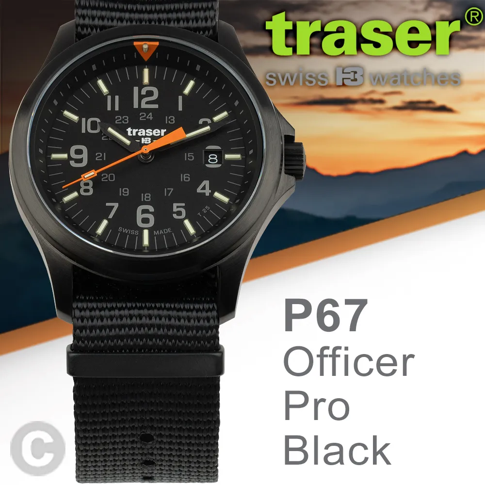 TRASER P67 Officer Pro 黑色橘條紋尼龍錶帶(#111058) 歷史價格詳細信息