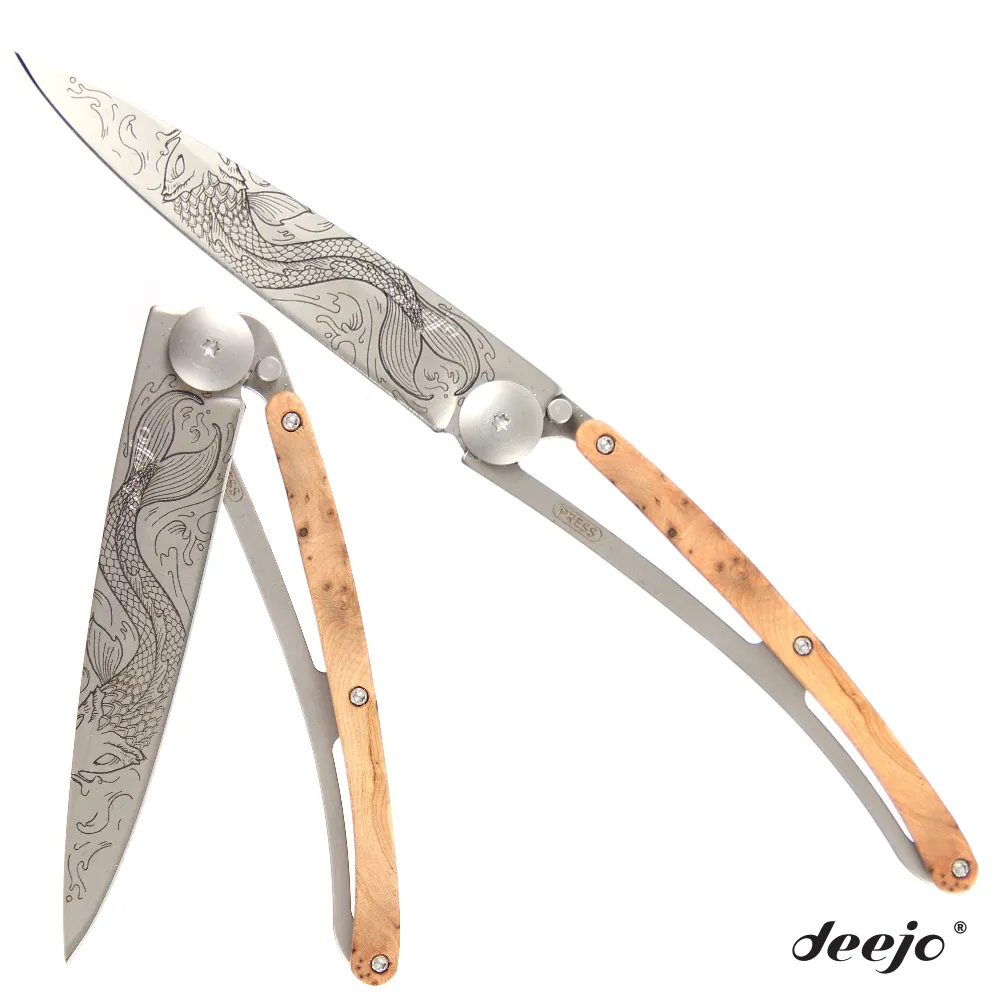 Deejo 刺青圖騰百香果木刀柄摺疊刀(維京龍) 歷史價格詳細信息