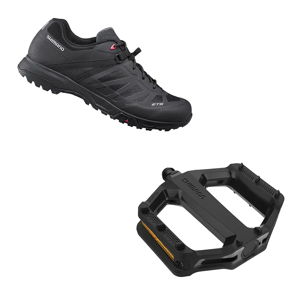 【SHIMANO】ET500 男款休閒平底車鞋 加大旅行鞋楦 黑色 歷史價格詳細信息