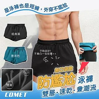 【COMET】雙層寬鬆兩用沙灘游泳褲(男生泳褲 沙灘褲 溫泉泳褲 雙層泳褲 防尷尬泳褲 游泳褲/6208) 歷史價格詳細信息