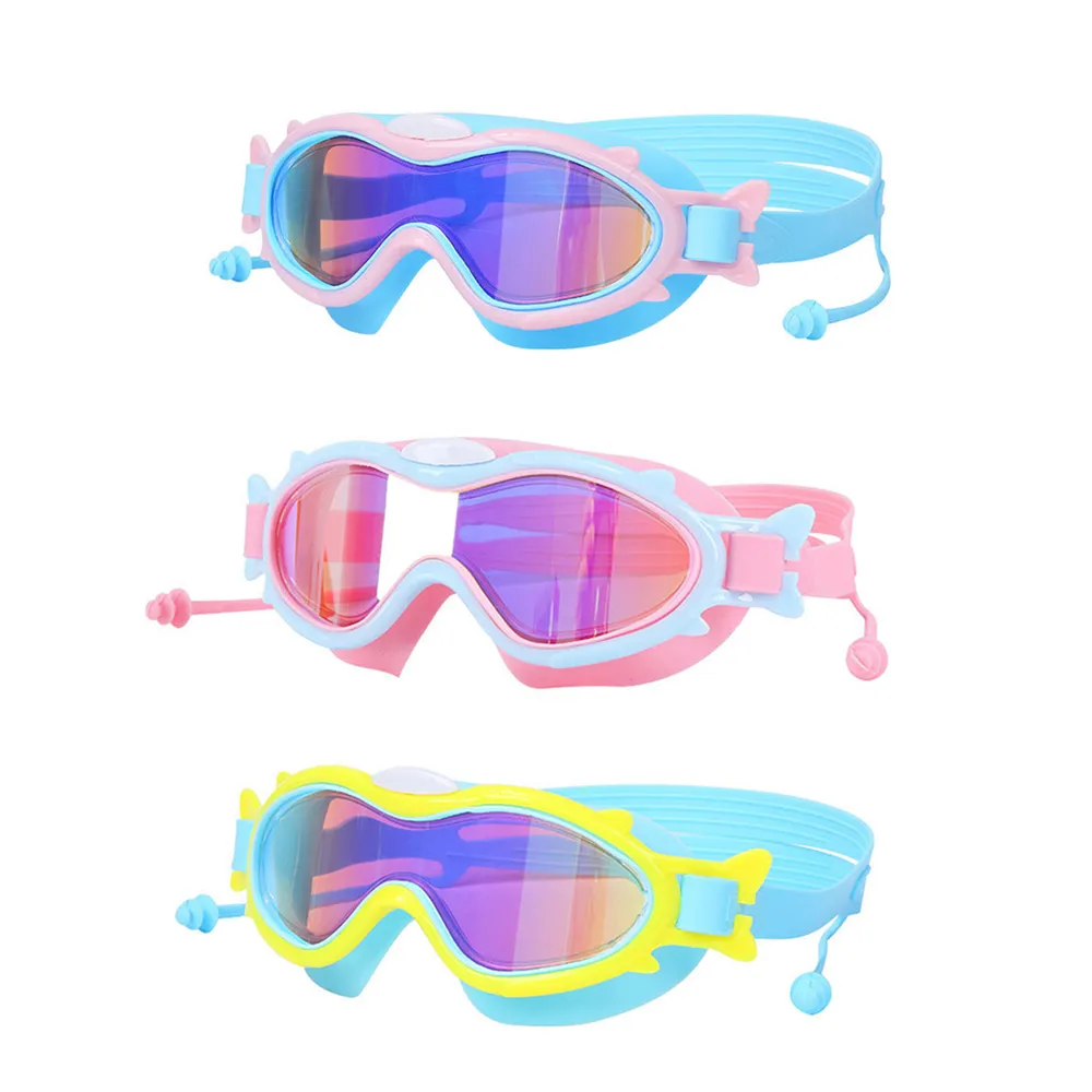 大框兒童泳鏡高清防水防霧游泳眼鏡耳塞游泳鏡男女兒童3-12歲潛水-奇點家居 歷史價格詳細信息