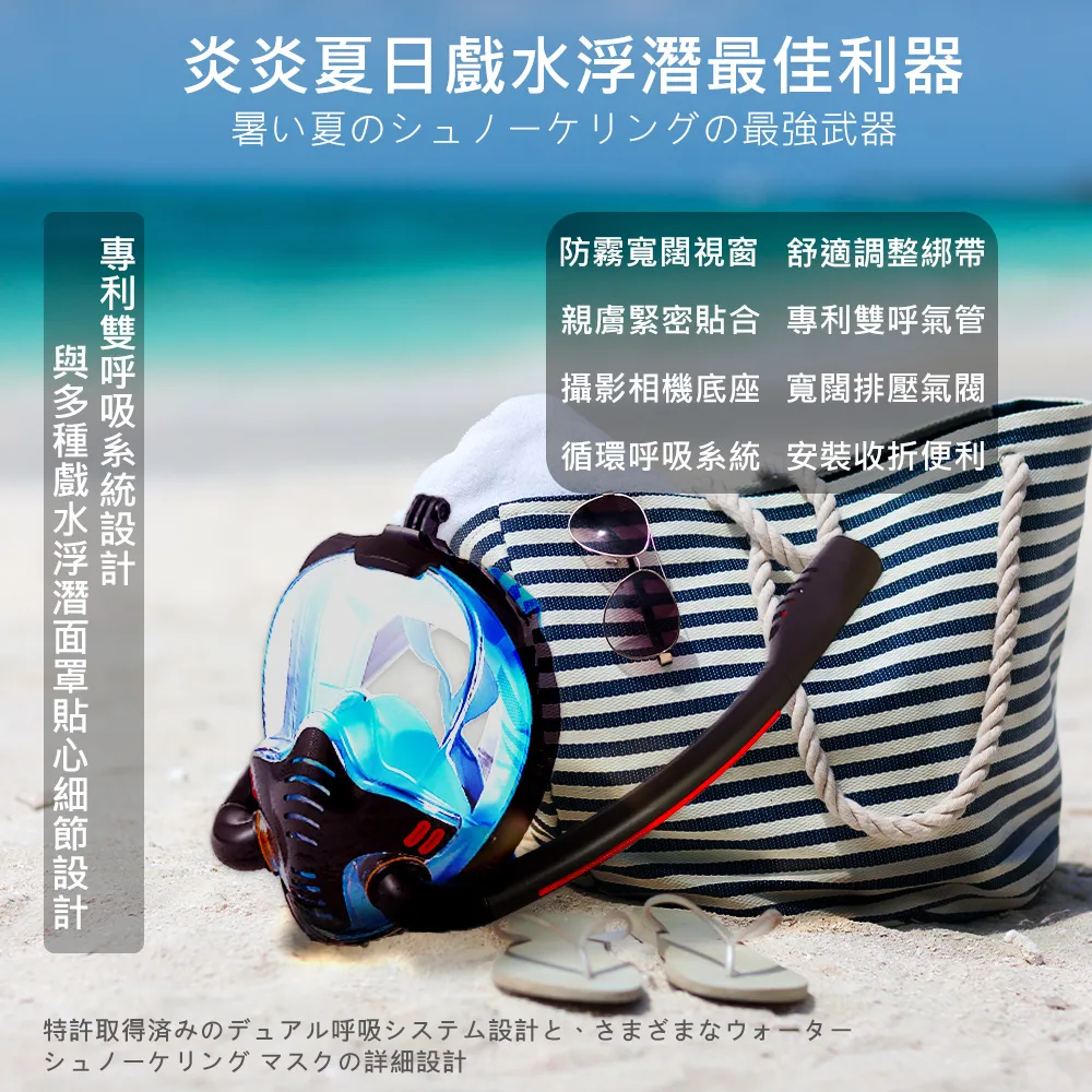 E.B. MADE 180°超廣角全罩式浮潛防霧雙管面罩(附贈收納袋) 歷史價格詳細信息