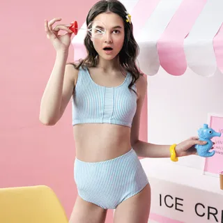 沙兒斯 泳裝 兩件式 粉紫橫紋兩件式女泳裝 B92728 歷史價格詳細信息