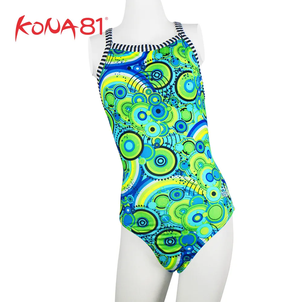 酷吶81 Dolfin 女童時尚幾何造型連身泳裝 圖騰黑 歷史價格詳細信息