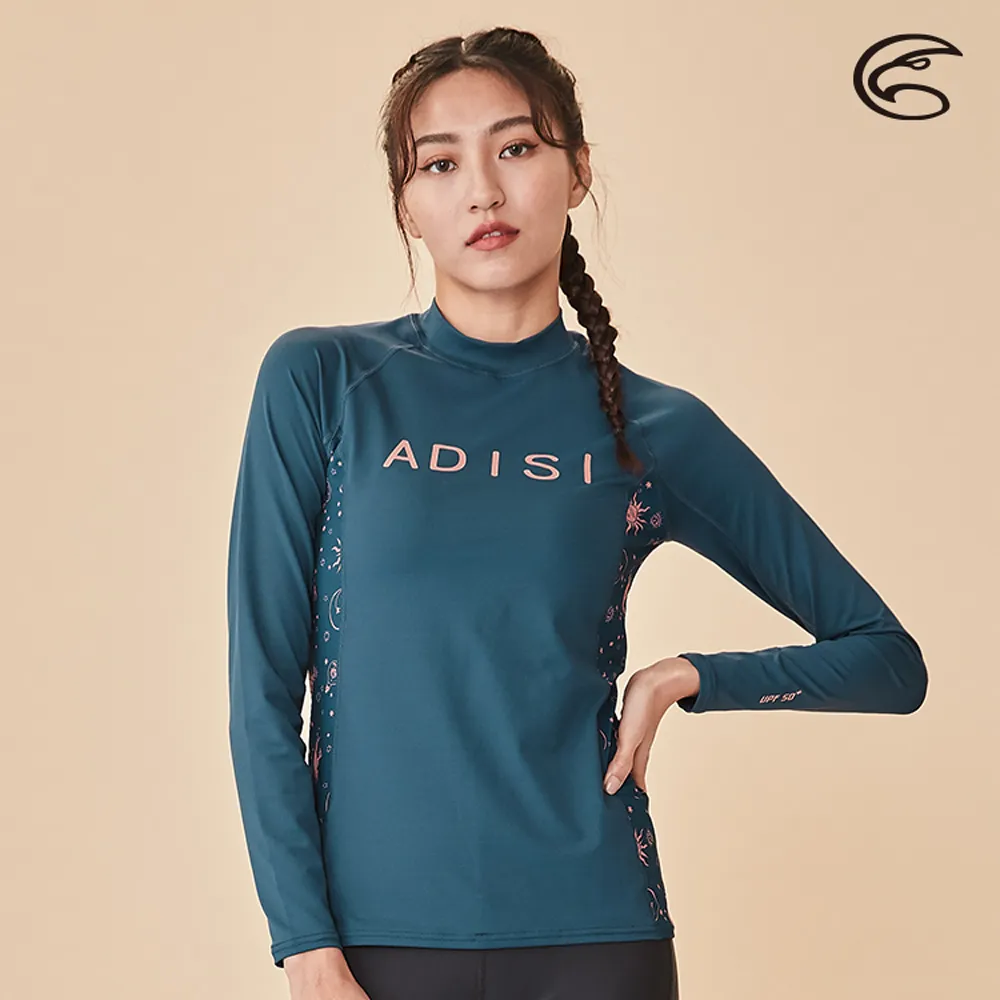 ADISI 女抗UV印花防磨防曬長袖上衣AR2313065 (S-2XL) 丈青藍｜防磨衣 水母衣 溯溪 浮潛 衝浪 歷史價格詳細信息