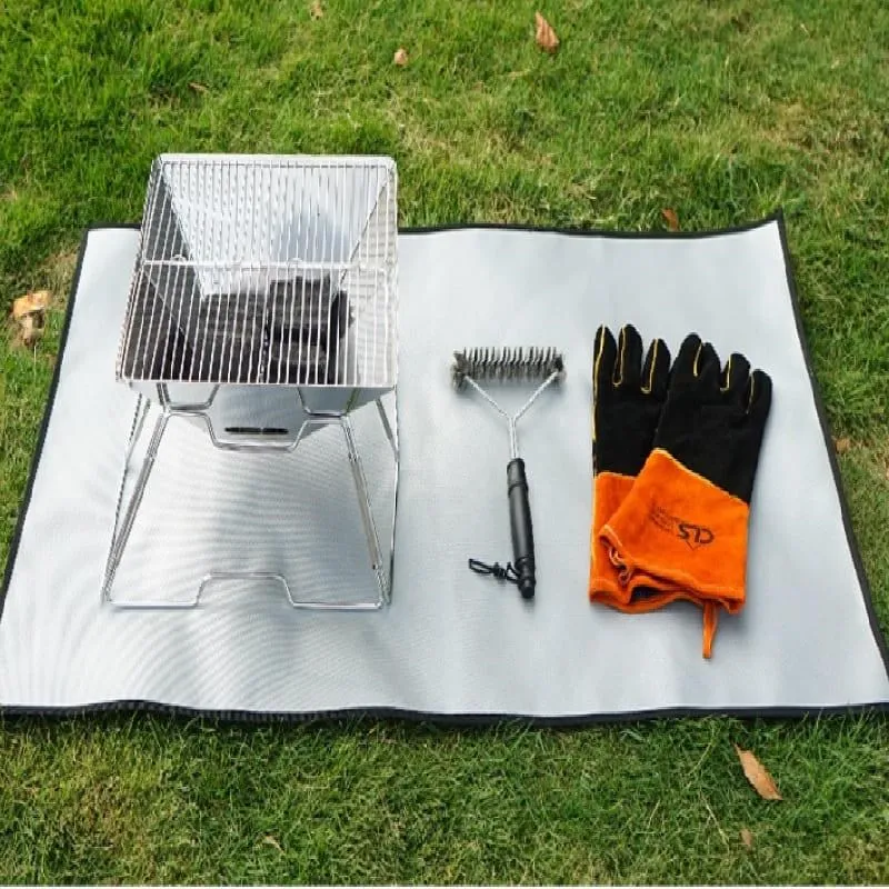 Caiyi 露營 烤肉 防火雙面防火布 野炊燒烤隔熱墊 耐熱耐高溫 ★送:收納袋 歷史價格詳細信息