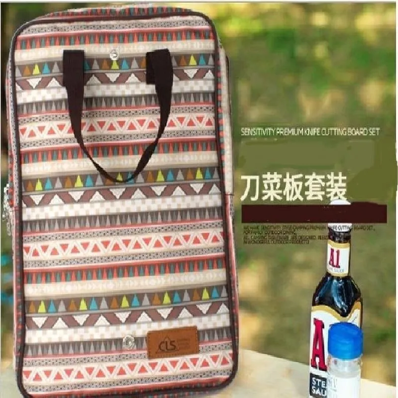 戶外廚具戶外炊具九件套裝新款野營燒烤不銹鋼刀具菜板野餐包餐具簡易廚具 歷史價格詳細信息