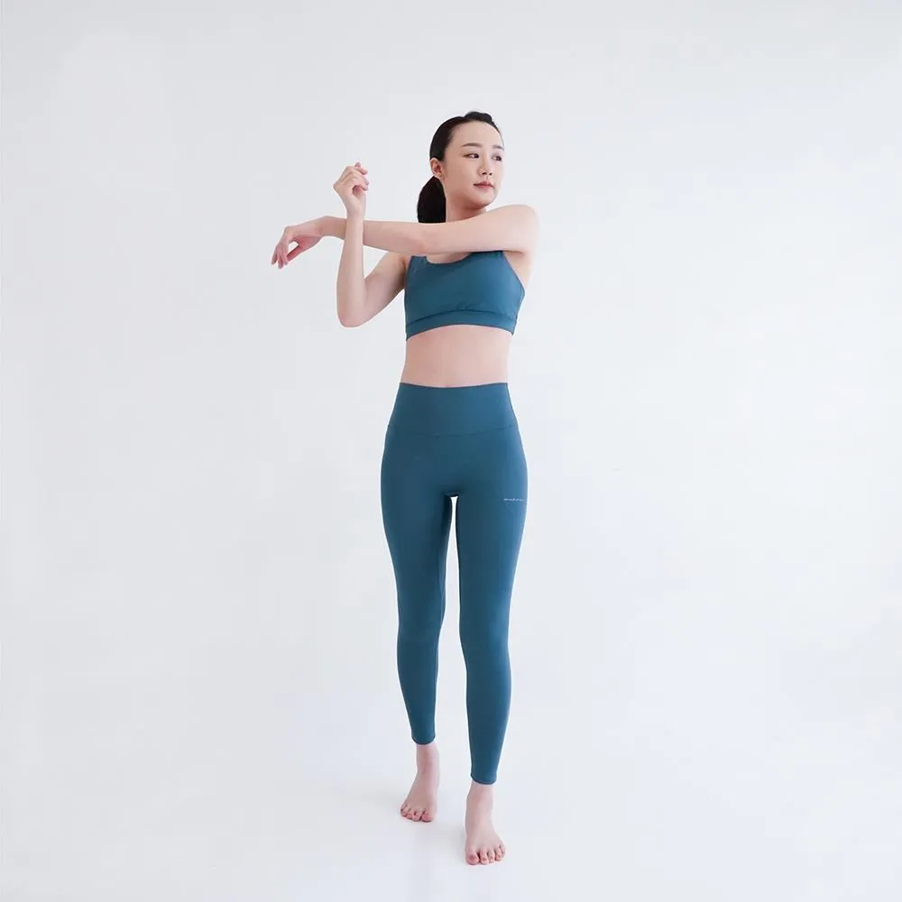 MUKASA 高彈運動緊身褲 蒼芎藍 瑜珈褲 瑜伽 重訓 健身 高腰 九分褲  MUK-2296107 歷史價格詳細信息