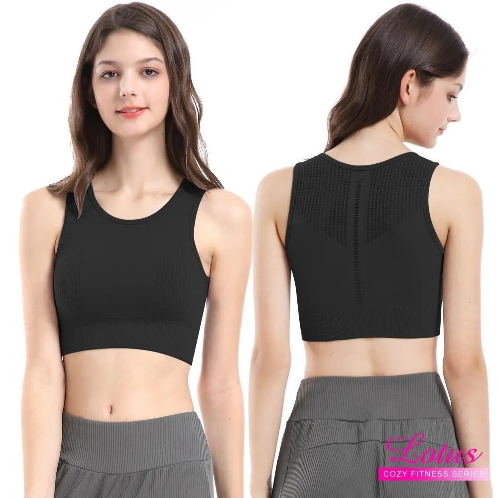 【LOTUS】美背拼接透膚網紗運動背心-性感黑 歷史價格詳細信息