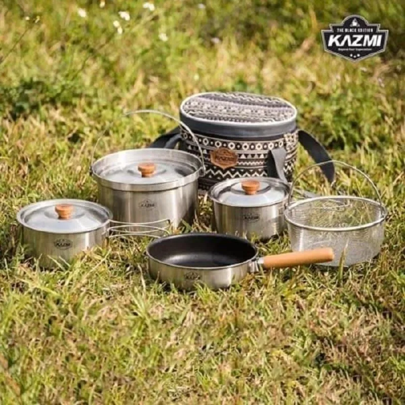 【KAZMI】三層304高級不鏽鋼鍋具組(XL)/4-5人多功能鍋具組 -早點名露營生活館 歷史價格詳細信息