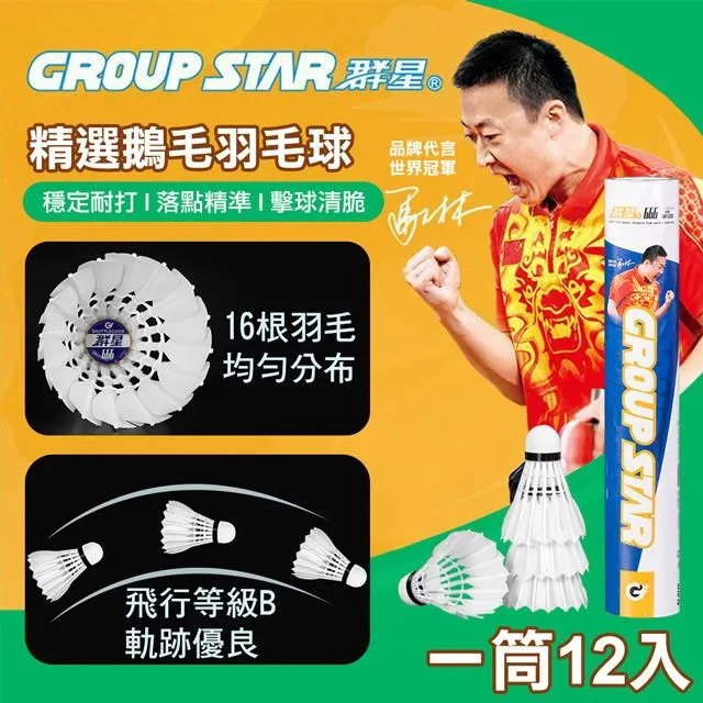 【GROUP STAR】群星精選鵝毛羽毛球1筒12入(GS666) 歷史價格詳細信息
