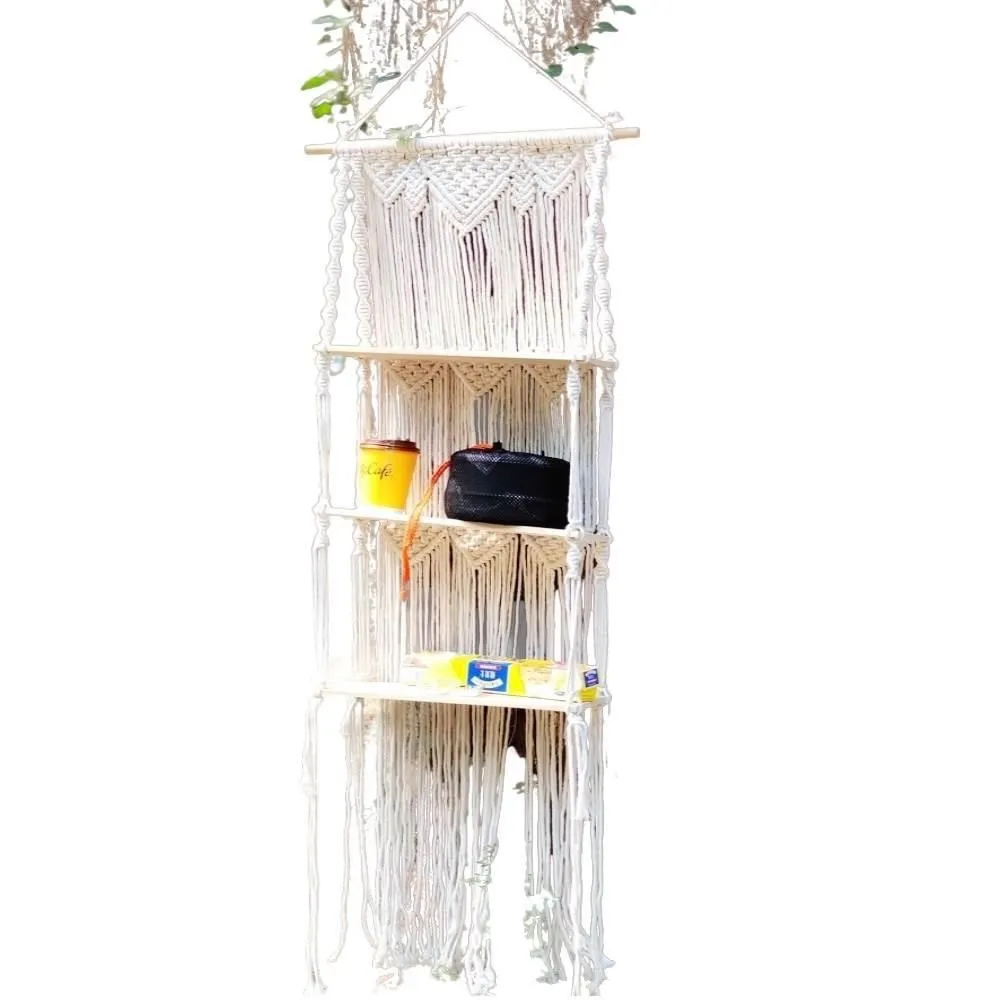 掛毯波西米亞手工編織掛毯牆飾壁飾置物架擱物板花籃支架民宿裝飾 歷史價格詳細信息