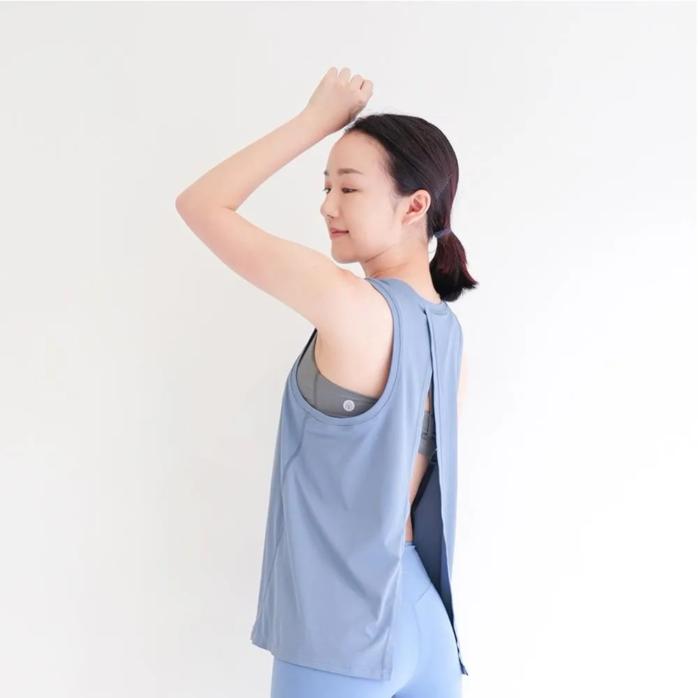 MUKASA 後背開叉無袖罩衫 - 青花藍 MUK-2304201 瑜珈背心 瑜珈服 健身 重訓 訓練衣服 慕卡莎 歷史價格詳細信息