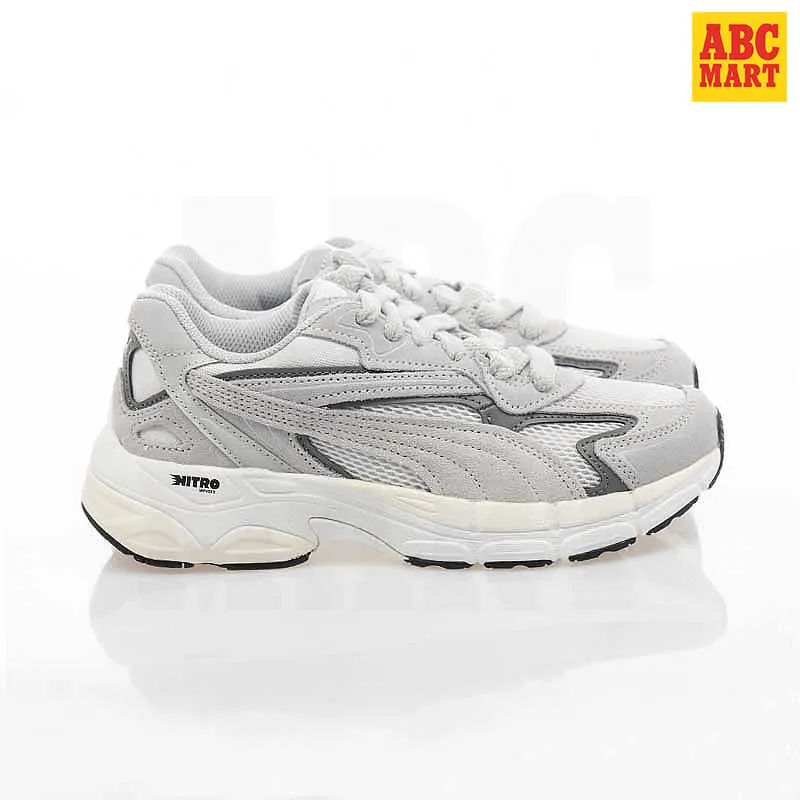 【PUMA】Teveris Nitro Blank Canvas 運動鞋 跑鞋 慢跑鞋 休閒鞋 女鞋 男鞋 灰 白 麂皮 皮革(38943501) 歷史價格詳細信息