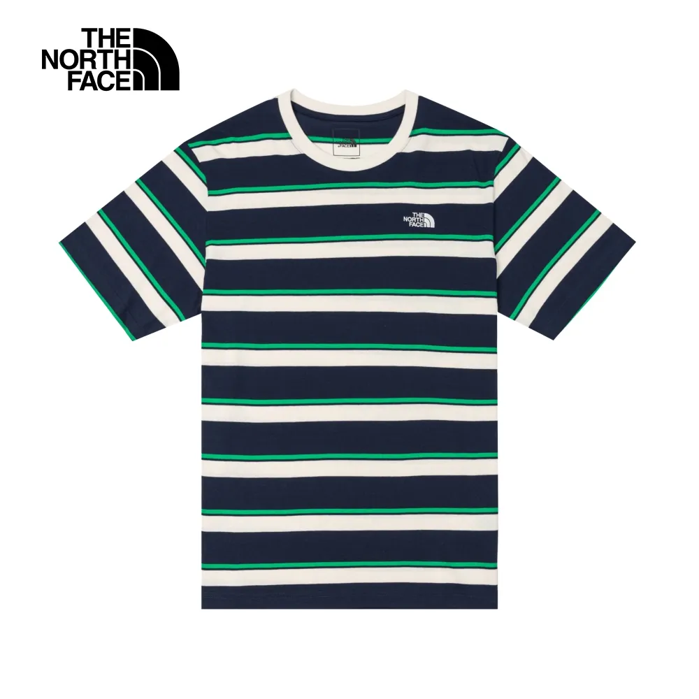 The North Face北面男款藍色條紋純棉舒適透氣經典圓領短袖T恤｜87VTSPI 歷史價格詳細信息