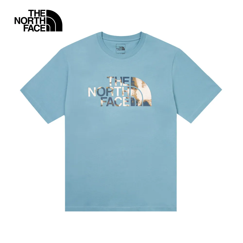 The North Face北面男女款藍色純棉大尺寸迷彩LOGO印花短袖T恤｜8AT61OM 歷史價格詳細信息