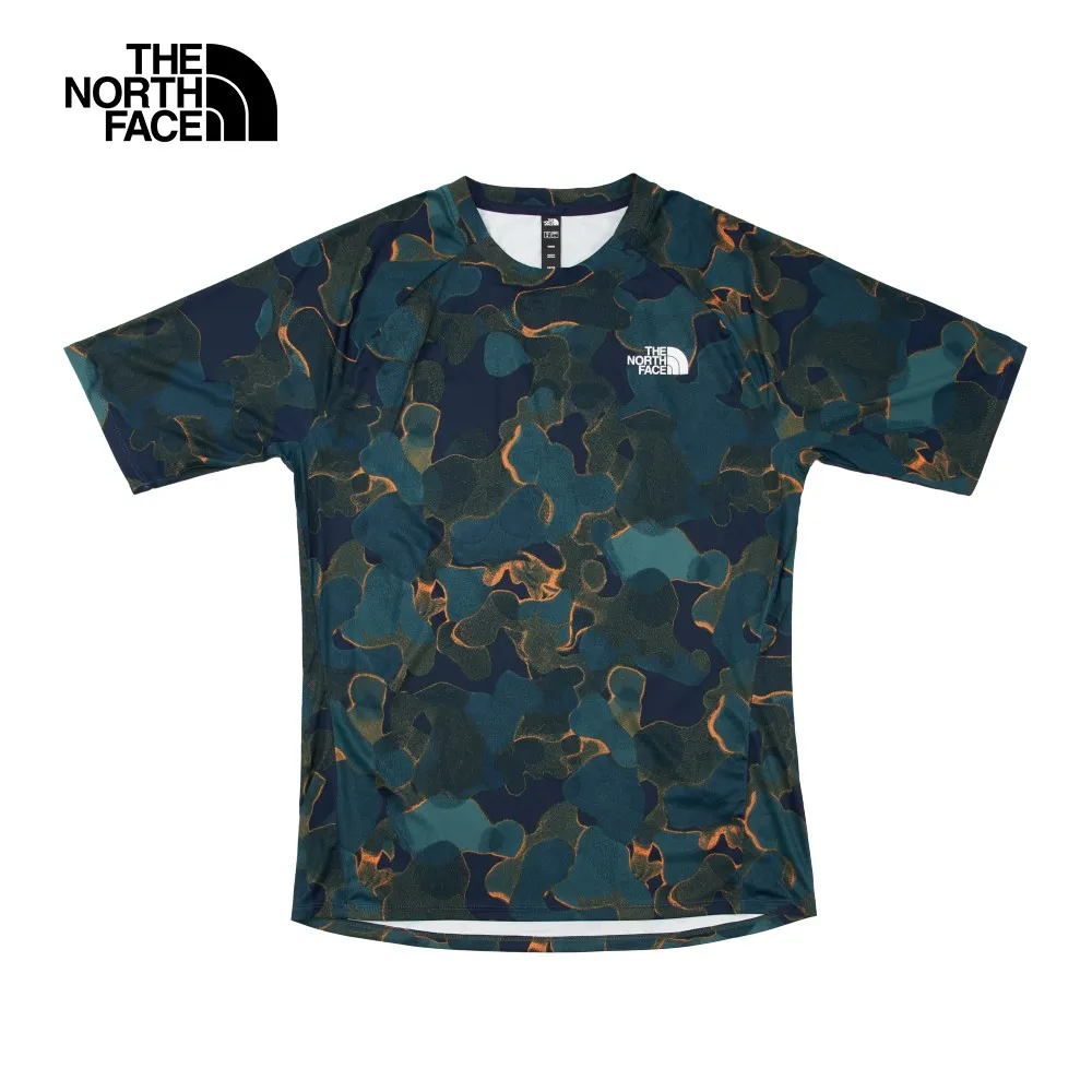【The North Face】北面男款藍綠色吸濕排汗防曬印花短袖T恤｜7QOSOQ4 歷史價格詳細信息
